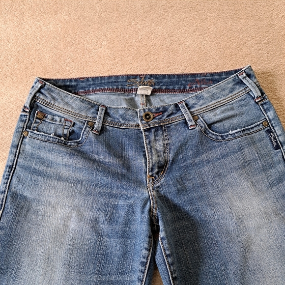 Silver Jeans Aiko Crop Women's 30 Blue Denim Capri Pants Mid Wash - Picture 2 of 13